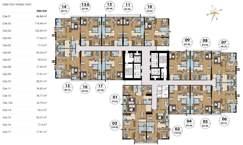 Tại sao không nên bỏ lỡ căn hộ R2 Goldmark City 136 Hồ Tùng Mậu? 2 Hình 2: Mặt bằng tổng thể của căn hộ R2 Goldmark City